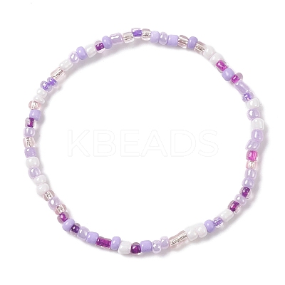3Pcs 3 Color Glass Seed Beaded Stretch Bracelets Set BJEW-JB09426-1