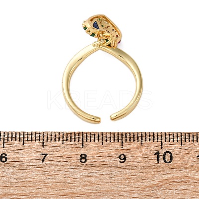 Brass Micro Pave Cubic Zirconia Open Cuff Rings for Women LS-RJEW-U057-22B-G-1