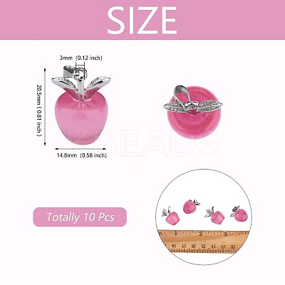 10Pcs Apple Gemstone Charm Pendant Crystal Quartz Healing Natural Stone Pendants Pink Silver Buckle for Jewelry Necklace Earring Making Crafts JX525A-1