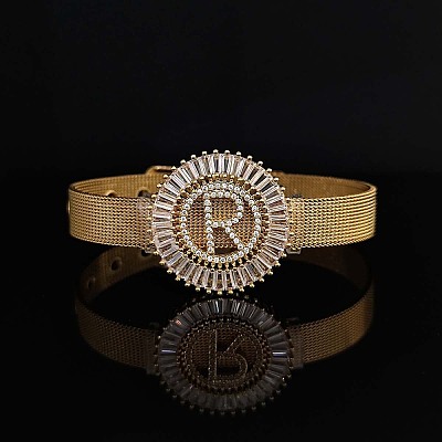 Brass Micro Pave Clear Cubic Zirconia Bangles for Women FS-WGA7409-39-1