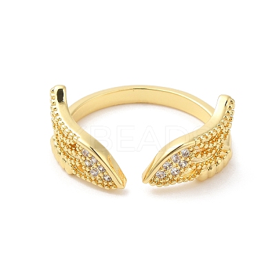 Clear Cubic Zirconia Wings Open Cuff Rings RJEW-L106-011G-1