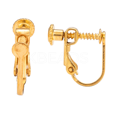 Brass Screw On Clip-on Earring Findings X-KK-L164-02G-1