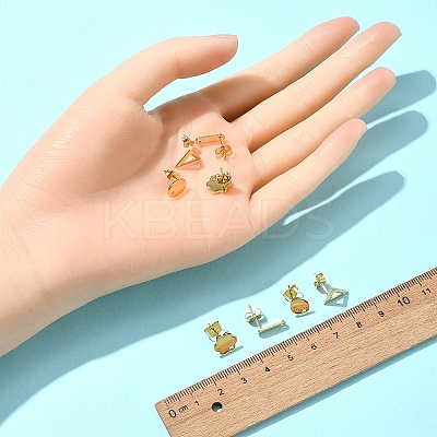 16Pcs 4 Styles 201 Stainless Steel Stud Earring Findings with Hole EJEW-FS0001-15-1
