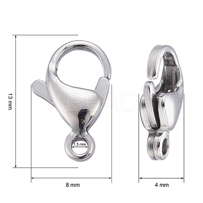 Tarnish Resistant 304 Stainless Steel Lobster Claw Clasps X-STAS-AB13-1