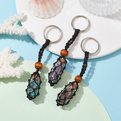 Natural & Synthetic Gemstone Wishing Bottle Keychain KEYC-JKC00726-1