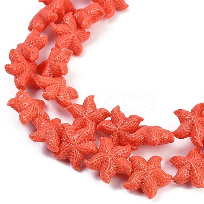 Synthetic Coral Dyed Carved Beads Strands CORA-K009-06C-02-1