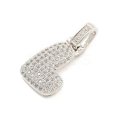 Brass Micro Pave Clear Cubic Zirconia Pendants KK-B099-01P-L-1