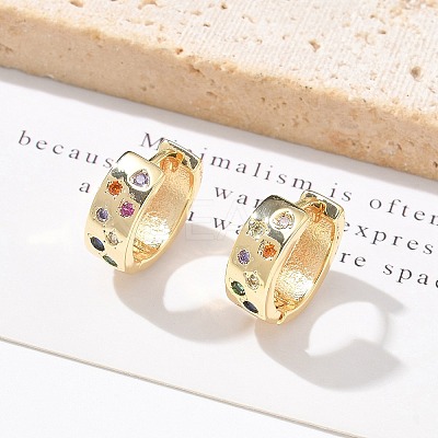 Brass Micro Pave Cubic Zirconia Hoop Earrings EJEW-H152-01D-G-1