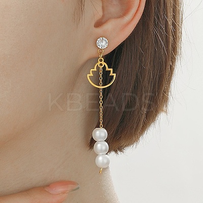 Golden 304 Stainless Steel Dangle Stud Earrings CL0746-4-1