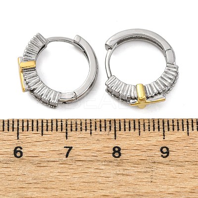 Brass Micro Pave Clear Cubic Zirconia Hoop Earrings EJEW-H158-20C-GP-1