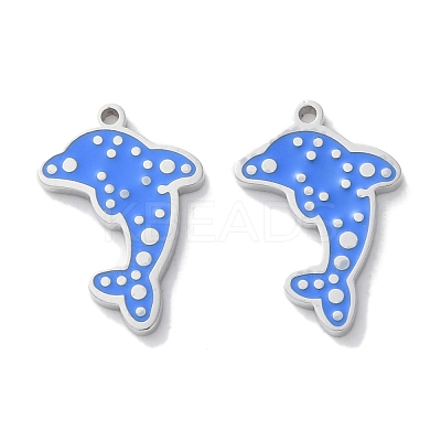 304 Stainless Steel Enamel Pendants STAS-M102-12A-P-1