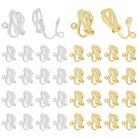 40Pcs 2 Colors Brass Clip-on Earring Findings KK-PH0010-11-1