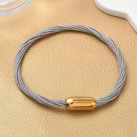 304 Stainless Steel with Polyester Metallic Cord Bracelets for Women BJEW-Z145-01G-28-1