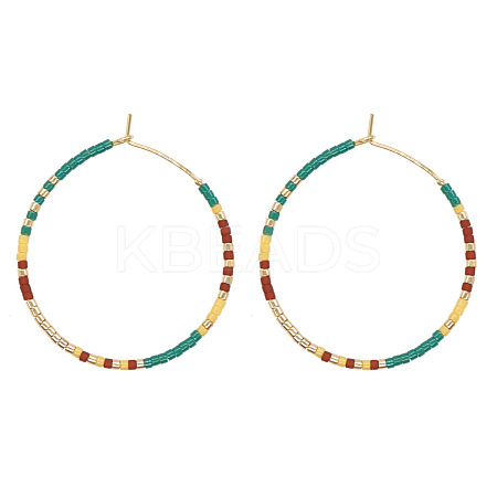 Handmade Glass Seed Beads Hoop Earrings HQ0649-2-1
