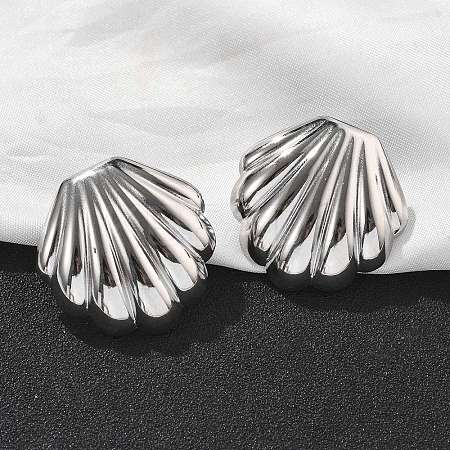 304 Stainless Steel Shell Shaped Studs Earrings for Women LS-EJEW-K306-23P-1