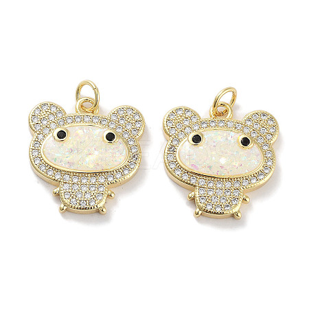 Brass Micro Pave Clear Cubic Zirconia Pendants KK-L213-027G-1