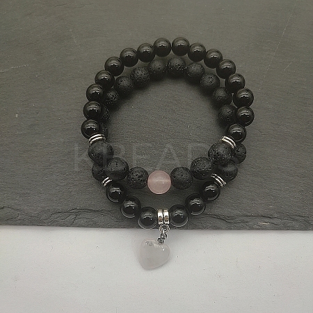 Natural Rose Quartz Heart Charm Bracelets BP5202-4-1