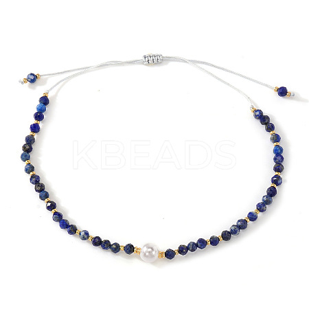 Adjustable Natural Lapis Lazuli Bead Braided Bead Bracelets for Women MX1312-3-1