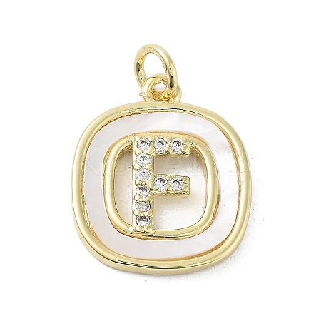Rack Plating Brass Micro Pave Clear Cubic Zirconia Pendants KK-E102-33G-F-1