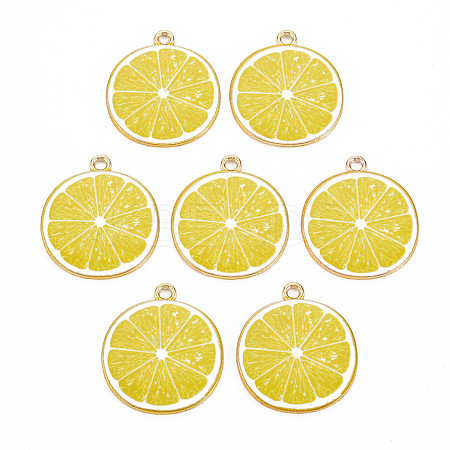 Light Gold Alloy Enamel Pendants X-ENAM-S126-125-1