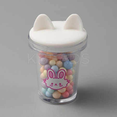 Transparent Resin Cat Ear Bottle Pendants RESI-WH0021-65D-1
