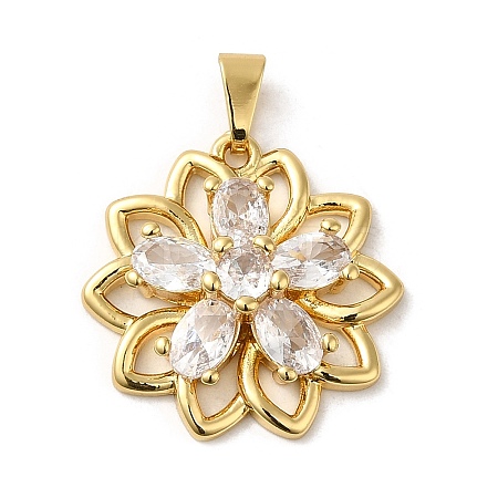 Rack Plating Brass Micro Pave Cubic Zirconia Pendants X-KK-P241-38G-1