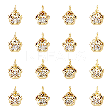 12Pcs Brass Micro Pave Clear Cubic Zirconia Charms ZIRC-HS0001-15-1