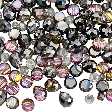 114Pcs Transparent Electroplate Glass Beads GLAA-PA0001-17D-1