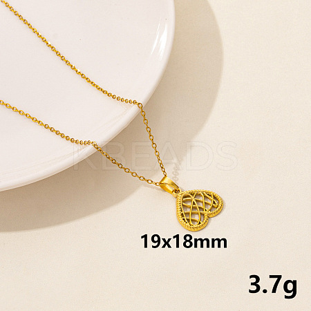 201 Stainless Steel Hollow Heart Pendant Necklaces FS-WG515A3-06-1