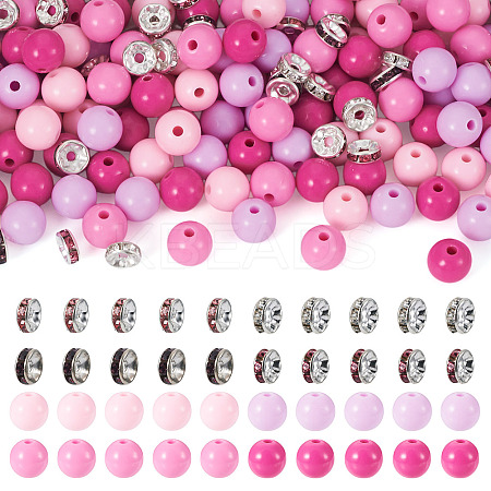 200Pcs 4 Colors Opaque Acrylic Beads MACR-TA0002-53-1