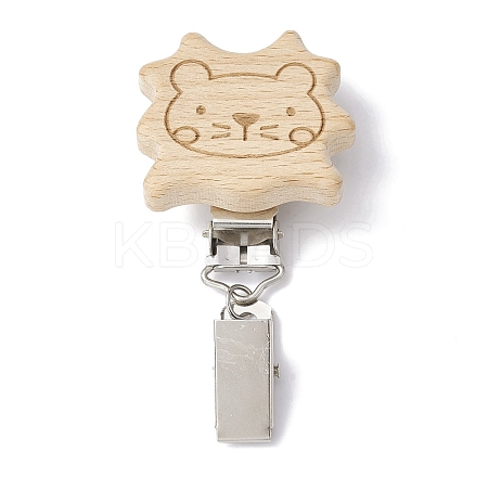 Iron ID Card Clips with Wood Animal JEWB-BR00127-02-1