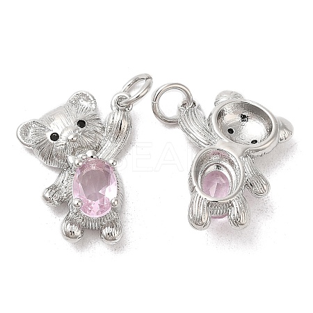 Brass & Glass & Cubic Zirconia Pendants KK-G468-64P-1