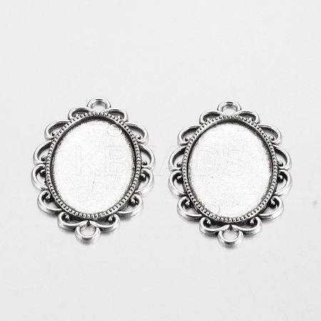 Oval Tibetan Style Alloy Cabochon Connector Settings LS-X-PALLOY-K112-15AS-RS-1