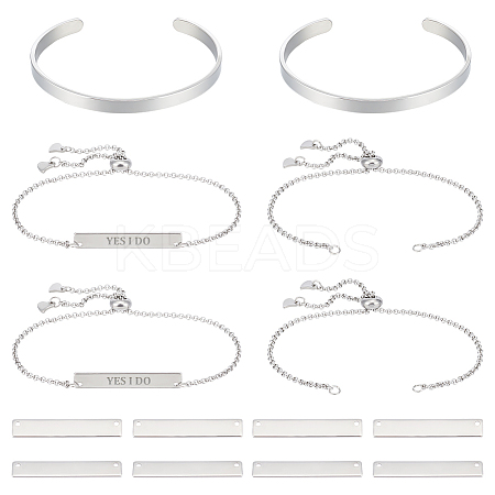 304 Stainless Steel Blank Link Bracelets & Stainless Steel Cuff Bangle DIY Makings Kit DIY-UN0056-22-1