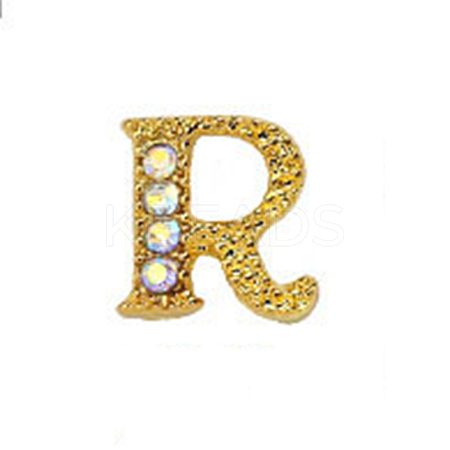 Alloy Gold Rhinetone Letters Nail Stud Cabochons MRMJ-S047-023R-1