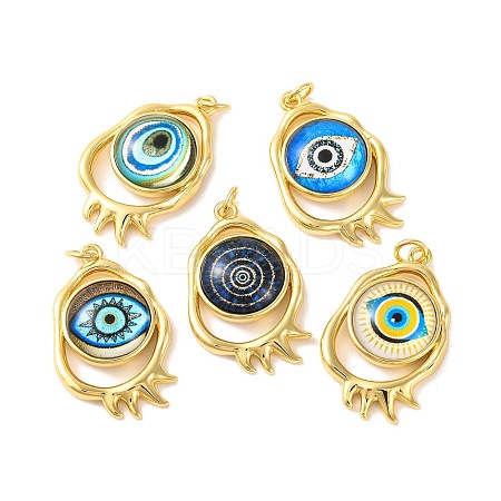 Rack Plating Brass Micro Pave Cubic Zirconia Pendants KK-H486-25G-1