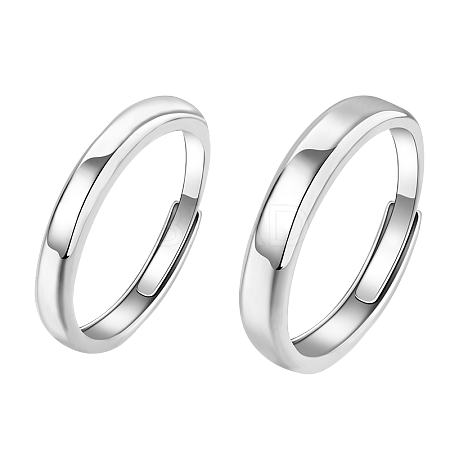 S925 Silver Couple Rings Simple and Adjustable Anniversary Gift UL0787-1
