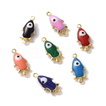 Brass Enamel Connector Charms KK-J302-07G-1