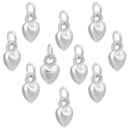 10Pcs Sterling Silver 3D Peach Heart Charms with Jump Rings STER-PH0002-94-1