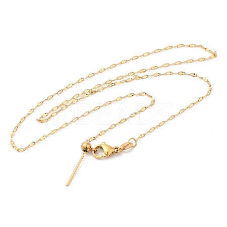 304 Stainless Steel Dapped Chain Necklace for Women NJEW-G104-02G-1