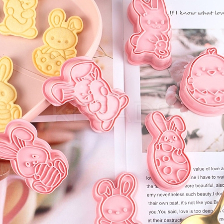 6Pcs 6 Styles Easter Theme Plastic Cookie Cutters EAER-PW0001-069-1