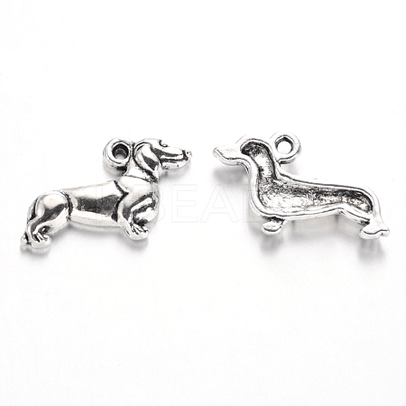 Tibetan Style Alloy Sausage Dog/Dachshund Pendants LS-TIBEP-2547-AS-FF-1