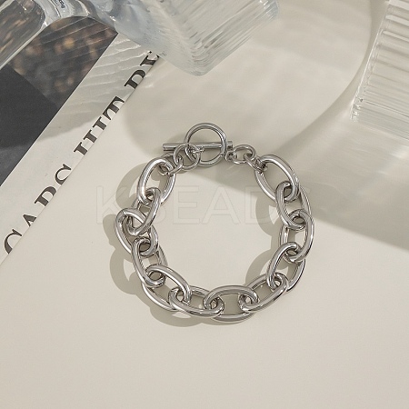304 Stainless Steel Cable Chain Bracelets for Women BJEW-C129-08B-P-1
