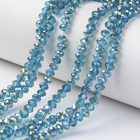 Electroplate Transparent Glass Beads Strands EGLA-A034-T6mm-S18-1