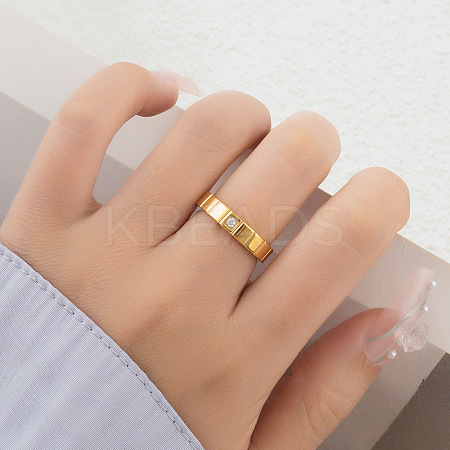 304 Stainless Steel & Cubic Zirconia Finger Rings FS-WG10832-01-1