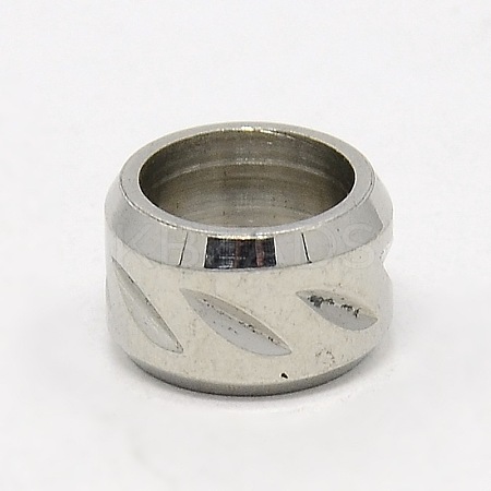 Tarnish Resistant 304 Stainless Steel Large Hole Column Carved Oval Beads STAS-G037-07-1