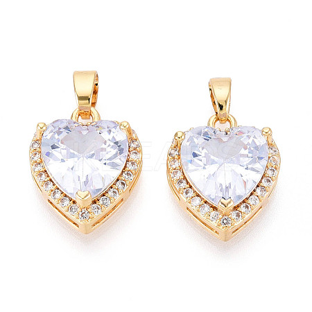 Brass Micro Pave Cubic Zirconia Pendants KK-N272-02G-01-1