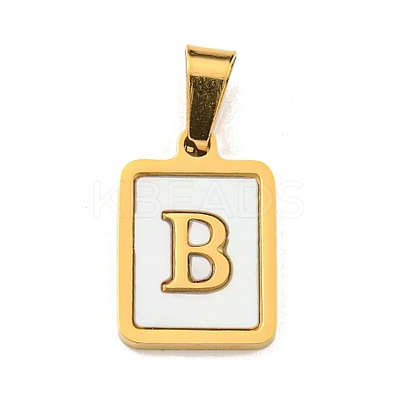 PVD Vacuum Plating 304 Stainless Steel Pave Natural White Shell Pendants STAS-S130-03G-B-1