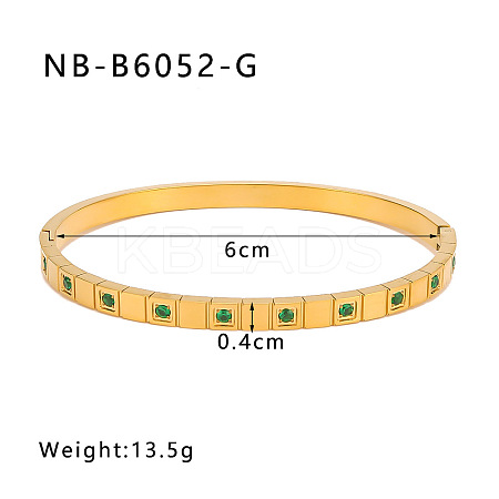 304 Stainless Steel Pave Cubic Zirconia Bangles FS-WG09E60-01-1