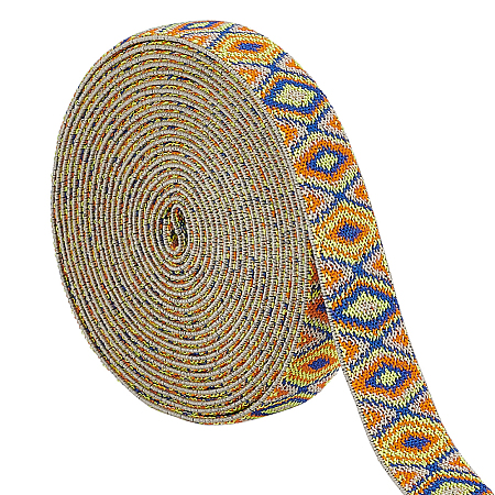 Rhombus Pattern Ethnic Style Polyester Ribbons OCOR-BC0009-21C-1
